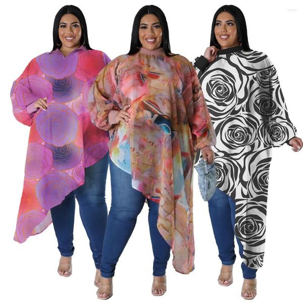 Roupas étnicas L-4XL outono roupas africanas para mulheres dashiki áfrica manga longa o-pescoço plus size impressão camiseta