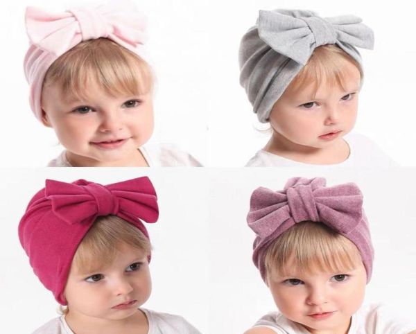 Bebê crianças chapéu de tricô duplo outono inverno novas crianças cashmere arcos chapéus recém-nascidos macios chapéus do bebê meninas gorros quentes 12 cores A27744169