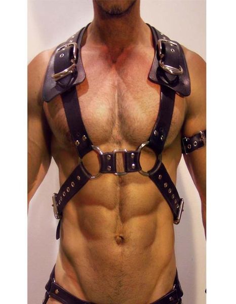 Women039s Höschen Leder Brust Bein Strumpfband Harness Männer Einstellbare Sexuelle Körper Bondage Käfig Gürtel Fetisch Homosexuell BDSM Rave Sex Spielzeug5629078