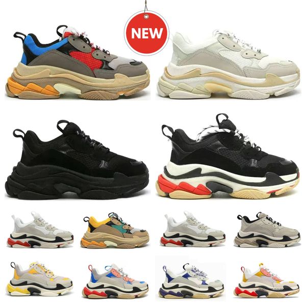 Scarpe firmate Triple S Sneakers Scarpe casual da uomo di lusso Suola trasparente di lusso Nero Bianco Marrone chiaro Beige Vintage Papà Vecchie scarpe casual Piattaforma da esterno Jogging Scarpe da ginnastica da donna