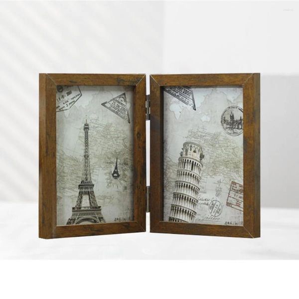 Quadros 7 polegadas combinação criativa dobrável vintage dupla face po quadro para uso de decoração