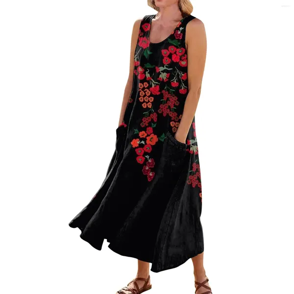 Abiti casual Abbigliamento femminile Moda da spiaggia Fiore floreale Stampato Abito con bretelle Saldi estivi Abito da vacanza per abiti da donna