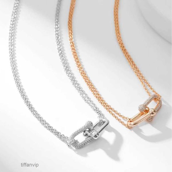 Luxo jóias designer t pingente colares de prata esterlina t família bebê mesmo anel duplo colar de alta qualidade 18k rosa ouro hardwear nó de bambu f s0vu