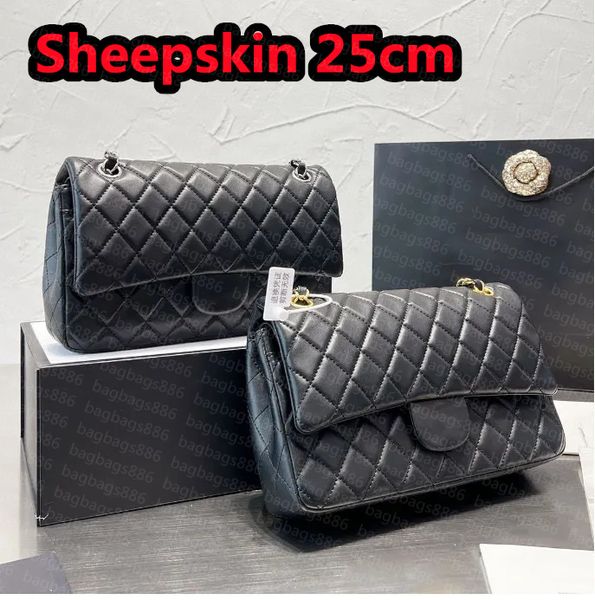 Lüks Tasarımcı Çanta CF Crossbody Çanta Kadınlar İçin Tote Çanta Çanta Klasik Havyar Debriyaj Flep Bag C Cüzdan Çift Harfli Çanta Elmas Kafes Omuz Torbası 25cm