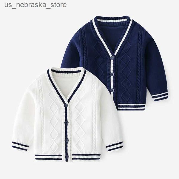 Cardigan novas crianças camisola outono meninos menina malhas manga longa algodão crianças camisola casaco roupas 2-8 anos de idade q240117