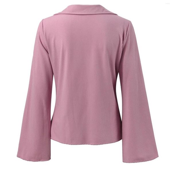 Camicette da donna Camicie con bottoni sul davanti Camicie da donna svasate a maniche lunghe svasate Risvolto Profondo scollo a V Casual eleganti Top da donna 2024