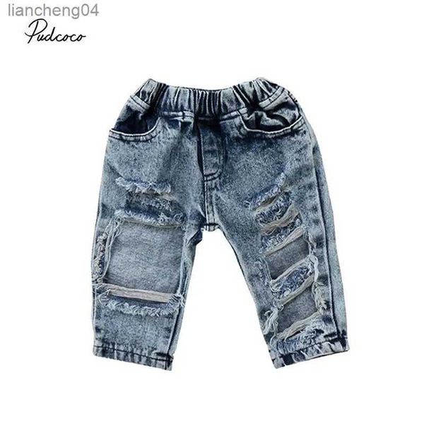 Jeans Neonata Pantaloni casual Pantaloni strappati con foro in denim Pantaloni legging Jeans 6M-5T