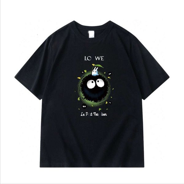 Дизайнерская роскошная рубашка Loes Classic для весны и лета, новый бренд Totoro для мужчин и женщин, одинаковые хлопковые рубашки с короткими рукавами и принтом для пар