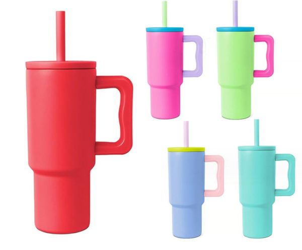 NUOVO bicchiere da 24 once trek tumbler per bambini con manico tazza da viaggio luminosa bottiglia d'acqua tazza da viaggio colorata isolata in acciaio inossidabile per bambino