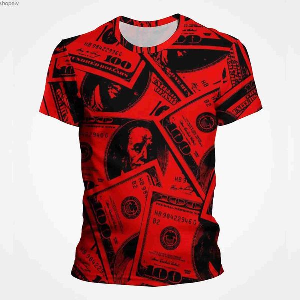 Camicie casual da uomo Stampa 3D USD Banconote da un dollaro USA T-shirt da uomo Manica corta Streetwear T-shirt grafiche T-shirt Hip Hop da uomo