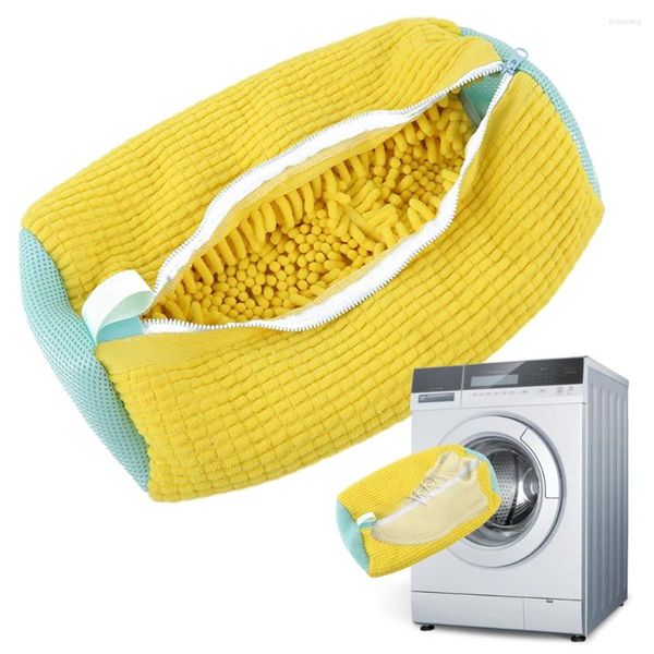 Sacos de lavanderia Saco de lavagem de sapato Rede livre de odor Anti-deformação remove sujeira com ZipperShoe para máquina de lavar doméstica