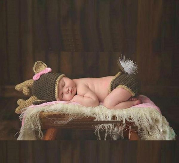 Neugeborenen-Pografie-Requisiten, gestricktes Hirsch-Baby-Kostüm, Pografie-Requisiten, Babymütze, Kleinkind-Baby-Po-Requisiten9935173