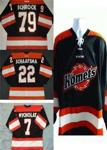 Thr Uomo Donna Bambini Personalizza ECHL Fort Wayne Komets 79 Kayleigh Schrock 22 Jamie Schaafsma 100 Ricamo Maglie da hockey economiche 2762754