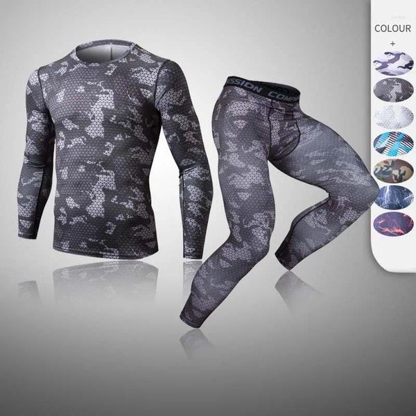Roupa interior térmica masculina roupas de marca inverno longo johns compressão fitness collants leggings conjunto