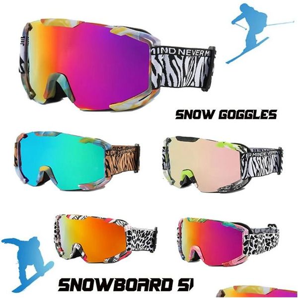 Ski Goggles Adt Snow Snowboard Glasses Winter Outdoor Windproof Anti-Fog Sports Motocross Cycling Safety Eyewear Drop Delivery Dhcr0