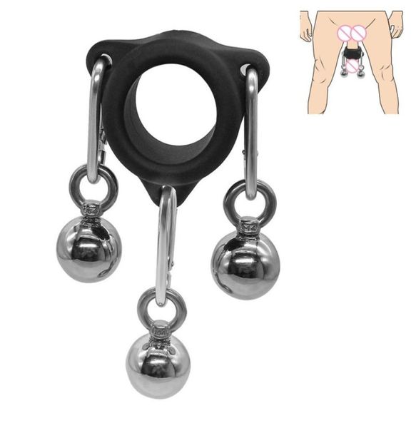 Anéis penianos, bola de metal, cabide de peso, bomba de ampliação, extensor peniano, dispositivo de exercício, brinquedos sexy para homens 4892148