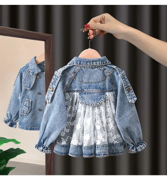 SpringAutumn Mädchen Jeansjacke Mantel Koreanische Kinderkleidung Kleidung Säuglingsmädchen Baby Tops 240116