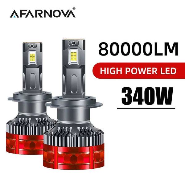 Farol de led canbus, 80000lm, h7, h4, h11, 340w, alta potência, h1, h9, hb4, hb3, 9005, 9006, 9012, lâmpada turbo, 6000k, luz de carro, 9-16v, luz de neblina