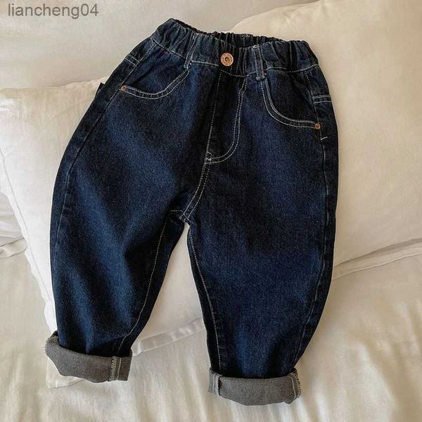 Jeans nuovi pantaloni larghi per bambini, neonate, ragazzi, tinta unita, jeans per bambini, primavera autunno, casual