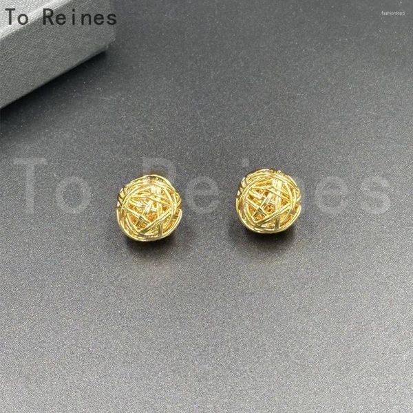 Ohrstecker zu Reines Brand Design Hiphop Punk Metall Twist Knit Ball Ohrring für Frauen Gold Farbe weiblichen Ohrschmuck besondere Weihnachten