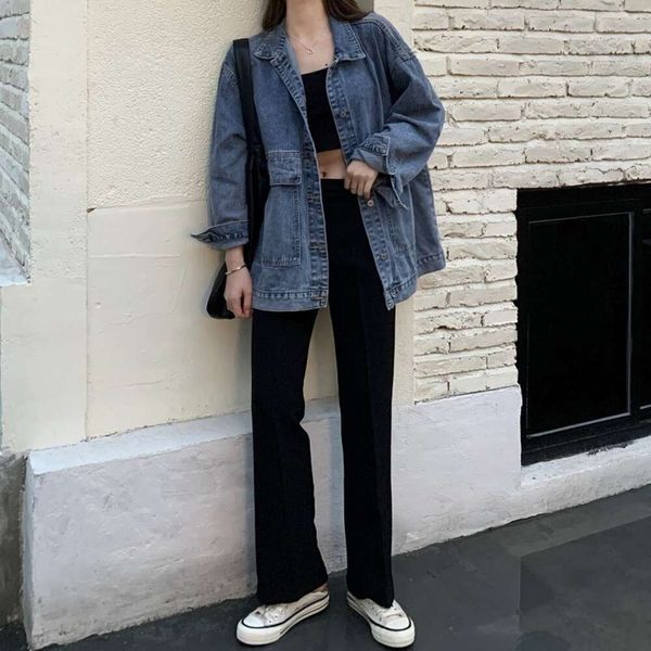 Jaqueta jeans de varejo para mulheres 2024 primavera outono nova versão coreana solta versátil estudante manga comprida topo jeans jaquetas para mulher
