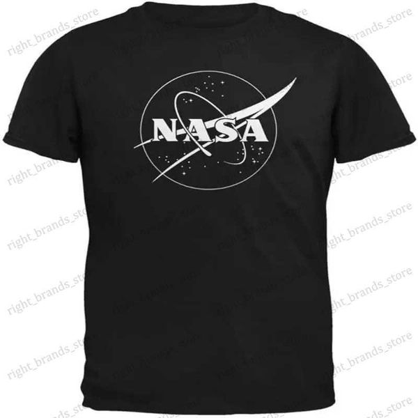 Мужские футболки 2023 NASA Contour Black Adult Summer Мужская повседневная футболка с принтом, горячая распродажа T240117