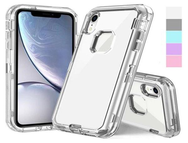 Heavy Duty Defender Case Kaufen Sie eins und erhalten Sie eins, stoßfeste, kristallklare Hülle für iPhone XS Max XR 8 Samsung S10 OPP Bag7406026