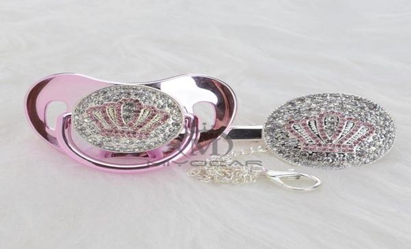 MIYOCAR Gold wunderschöner GOLD Bling Pink Crown Schnuller und Schnullerclip-Set BPA Schnuller Bling einzigartiges Design APCB13531795