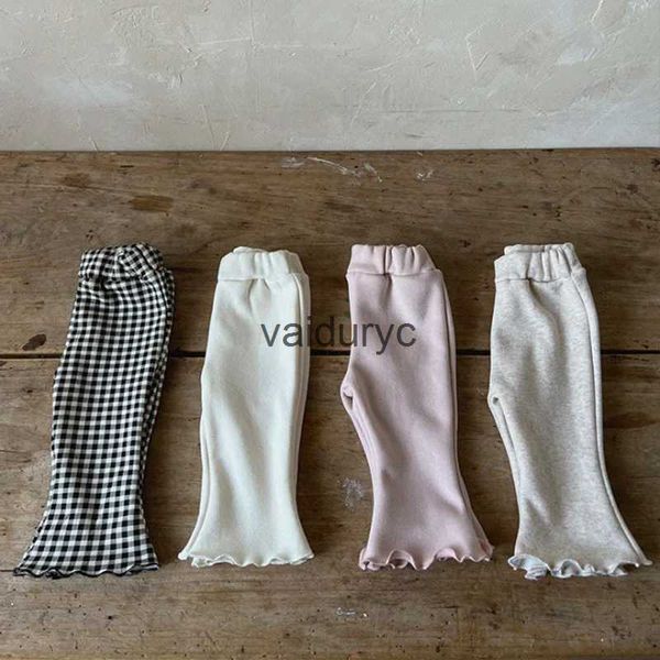 Calça 2023 inverno novo leis de lã de bebê algodão calça quente ldren calças casuais meninos meninas de bota de botas