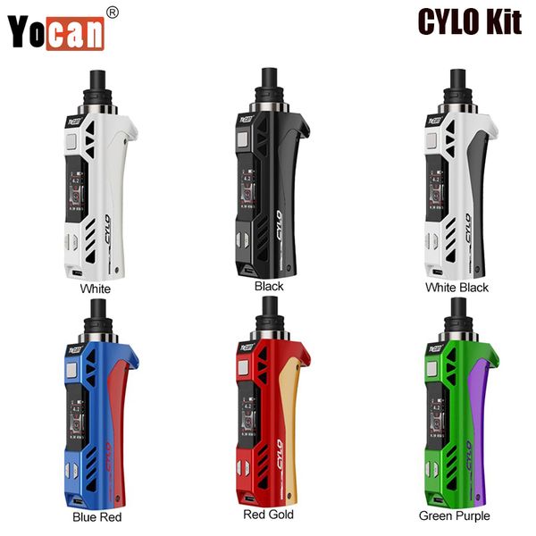 Kit vaporizzatore per cera originale Yocan Cylo 1300mAh Batteria schermo TFT 510 filo Bobina di riscaldamento in ceramica C4-DE PLUS Sigaretta elettronica