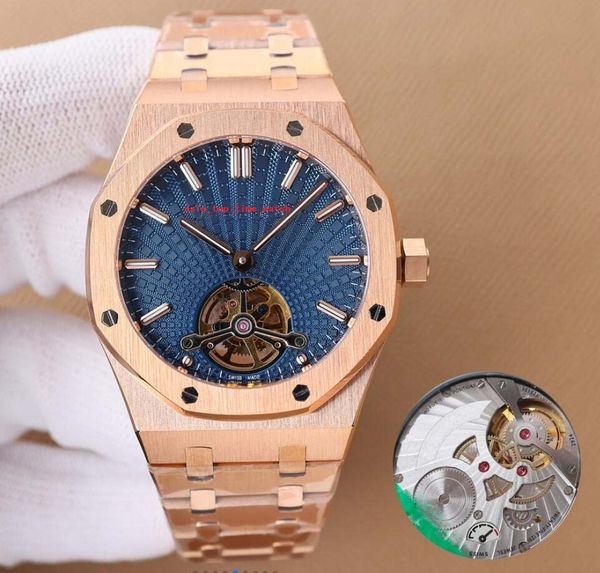 Ultima versione 6 stile Super sottile 11MM Orologi da uomo Premium quadrante blu da 41 mm Oro rosa 18 carati zaffiro Luminoso CaL.2924 meccanico automatico 26522 Orologi da polso da uomo