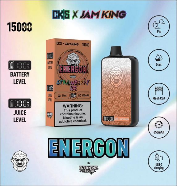 Jam King CKS 15000 Puff Einweg-Vape 15k E-Zigarette 24 ml Mesh-Spule wiederaufladbar Typ C Aufladung Smart Display EU-Lager Vapes vs. Randm Tornado 9000 12000 12k