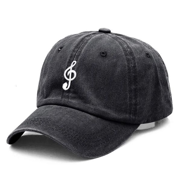 Vintage gewassen katoen muzieknoot borduurwerk baseball cap voor mannen vrouwen papa hoed golf caps drop 240116
