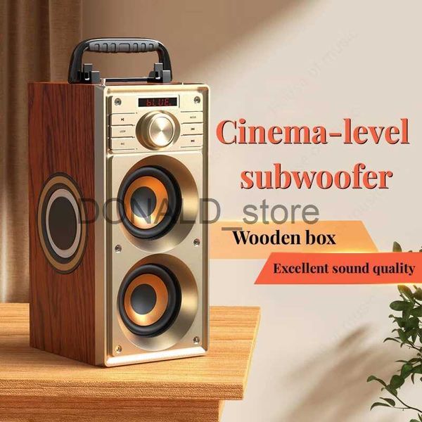 Taşınabilir Hoparlörler Retro Ses Kutusu/Radyo 60W Peak Güç Büyük Bas Caixa De Som Powered Subwoofer Dış Mekan Karaoke Ahşap Bluetooth Hoparlörler MIC J240117