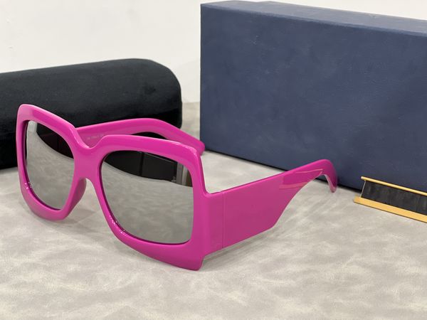 Kadınlar büyük çerçeve güneş gözlüğü moda alışveriş seyahat açık gözlükleri kadın anti-ultraviyole lens tasarımcısı pembe gözlükler seksi leopar baskı tatil stili 2024