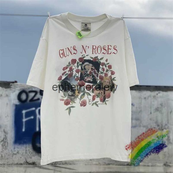 Männer T-Shirts Marke T Shirt Vintage Übergroßen Männer Frauen Beste Qualität Lose Rose Print T-shirt T Topephemeralew