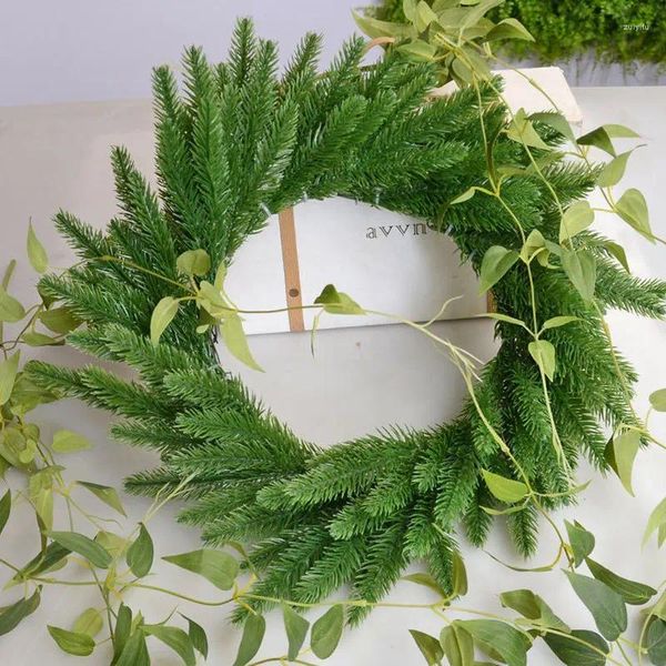 Flores decorativas 10 peças agulha de pinha árvore de natal simulação de flor musgo planta material de parede adereços de tiro