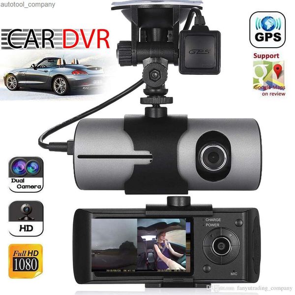 Novo atacado hd carro dvr lente dupla câmera gps traço cam gravador de vídeo registrador automático g-sensor dvrs x3000 r300