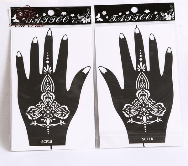Ganze 10 Paar 20 Stück Henna-Hand-Tattoo-Schablonen, Blumen-Glitzer-Airbrush-Mehndi-Henna-Tattoo-Schablonen-Vorlagen für Körperbemalung 6412258