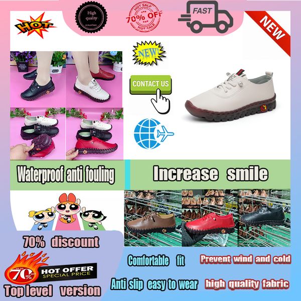 Designer casual plataforma sapatos femininos de meia idade para mulheres homem couro macio verdadeiro tendão de vaca base macia confortável plano super macio antiderrapante resistente ao desgaste