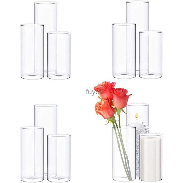 Vasos Cilindro De Vidro Vasos De Vidro Flores Vaso Clear Table Centerpieces Decorativos Flutuantes Velas Titulares Para Evento De Festa De Casamento YQ240117