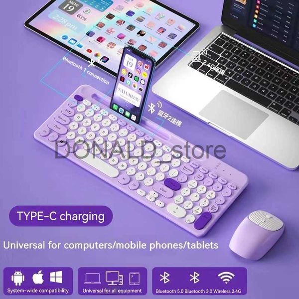 Tastiere Tastiera e mouse wireless USB 2.4G ricaricabili Set tastiera e mouse Bluetooth combinati per laptop per tablet cellulare Ipad J240117
