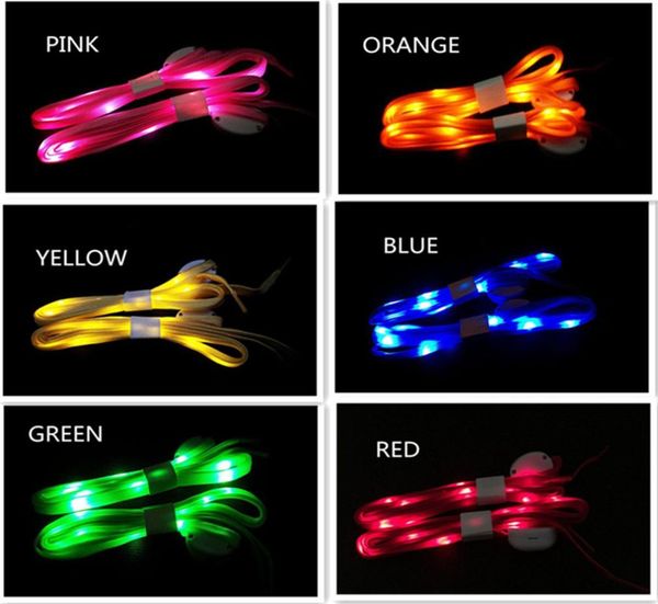 Gadget Moda LED Light Up Nylon Piatto Luminoso Incandescente Flash Lacci per scarpe Lacci lampeggianti Lacci per scarpe in 7 colori per la festa Spor7835824