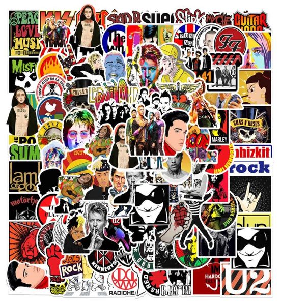 100 pçs popular rock roll banda de música graffiti adesivos punk decalques guitarra motocicleta skate à prova dwaterproof água legal sticker6750209