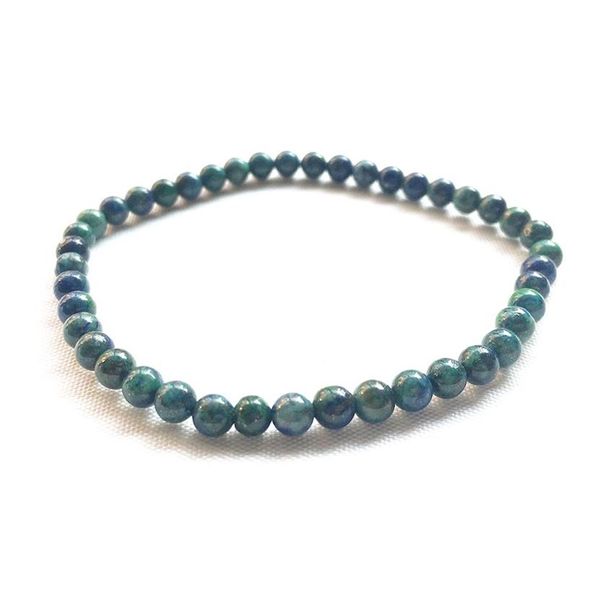 MG0115 Bracciale intero con azzurrite naturale 4 mm Mini braccialetto con pietre preziose Donna Energy Yoga Mala Gioielli Equilibrio spirituale Perline2043