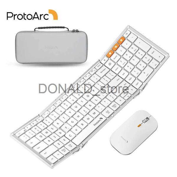 Teclados ProtoArc XKM01 Dobrável Teclado e Mouse Combo Recarregável Dobrável Bluetooth Teclados Ratos para Viagens de Negócios Laptop iPad J240117