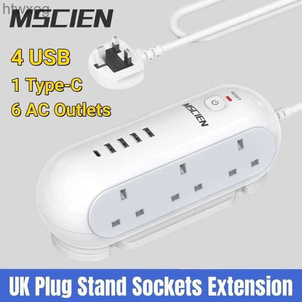 Güç Kablosu Fiş Uzatma Kablosu Güç Şeridi 4 USB Bağlantı Noktaları 1 Tip-C Stand Masaüstü Soket Adaptör Dalgalanma Koruma İngiltere
