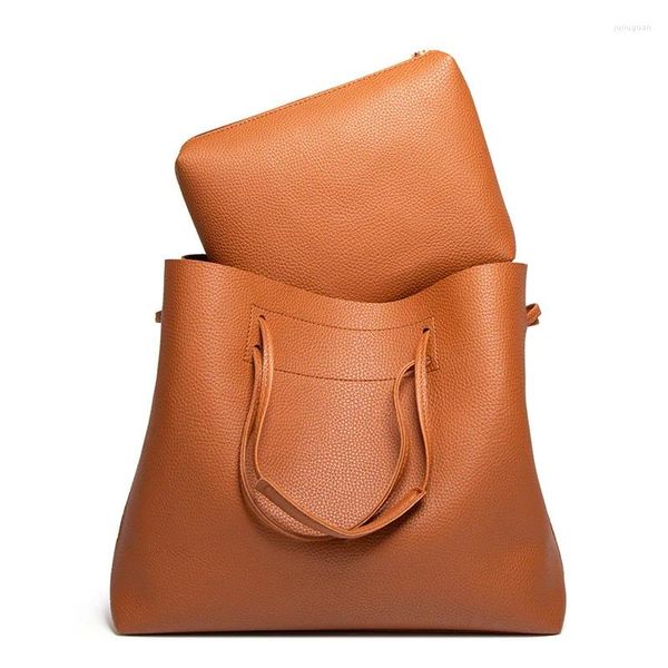 Borse da sera Borsa a secchiello semplice per donna Borsa a tracolla in morbida pelle di grande capacità Borsa a tracolla doppia moda quotidiana