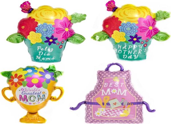 Yeni Mother039s Günü Festivalleri Balonlar Feliz Dia Mama Apron Trophy Çiçek Çiçek Her türlü dekorasyon balon5637786