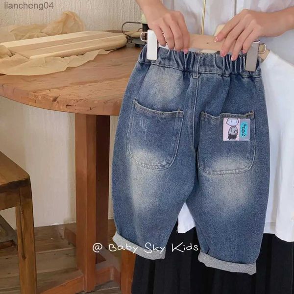 Jeans Primavera Autunno Bambini Ragazzi Jeans Stampa di cartoni animati Elastico in vita Pantaloni semplici e versatili per neonati Pantaloni casual vintage per bambini